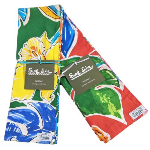Surf Line Hawaii Reversible Placemat (Set of 2) - Pineapple Hibiscus Green