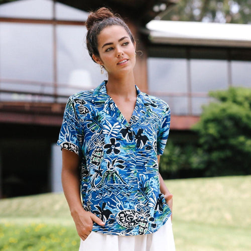 Print Top - Honu Island Blue - jamsworld.com