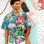 Camisa retro para hombre - Coral Abyss Navy - jamsworld.com