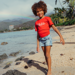 Kids Surf Line Hawaii Script Logo Tee Red