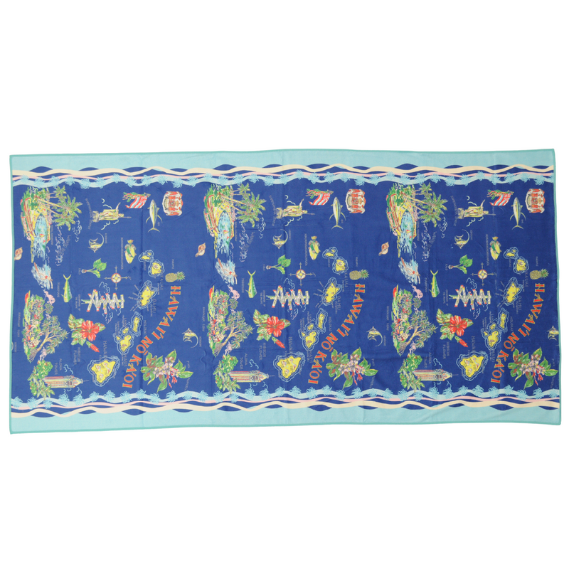 Microfiber Quick-Dry Beach Towel - No Ka Oi Blue