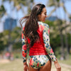 W's Long Sleeve Rashguard - Hibiscus Palm - jamsworld.com