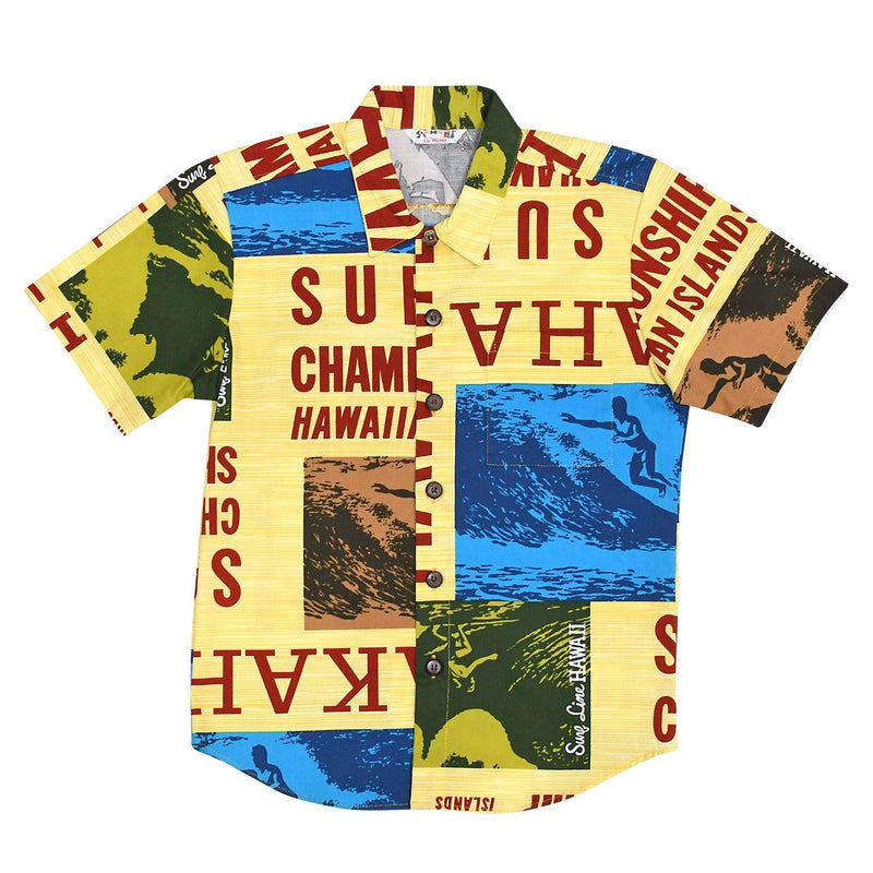 Boy's Cotton Shirt: XS(4/5) - L(12/14) - Surf Contest Yellow - jamsworld.com