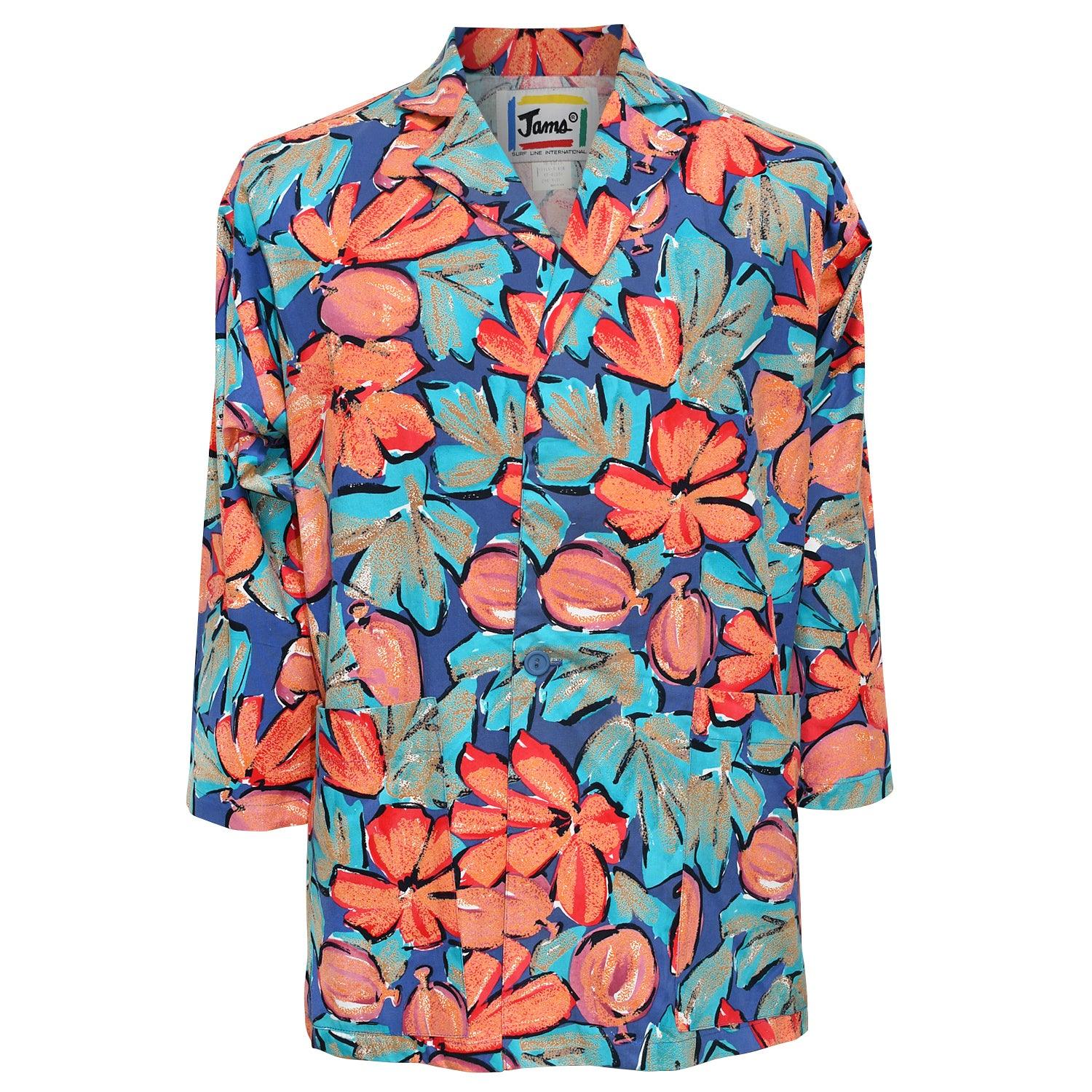 1980's Original Jams Surf Line International Blazer - Violet/Bleu Floral - jamsworld.com