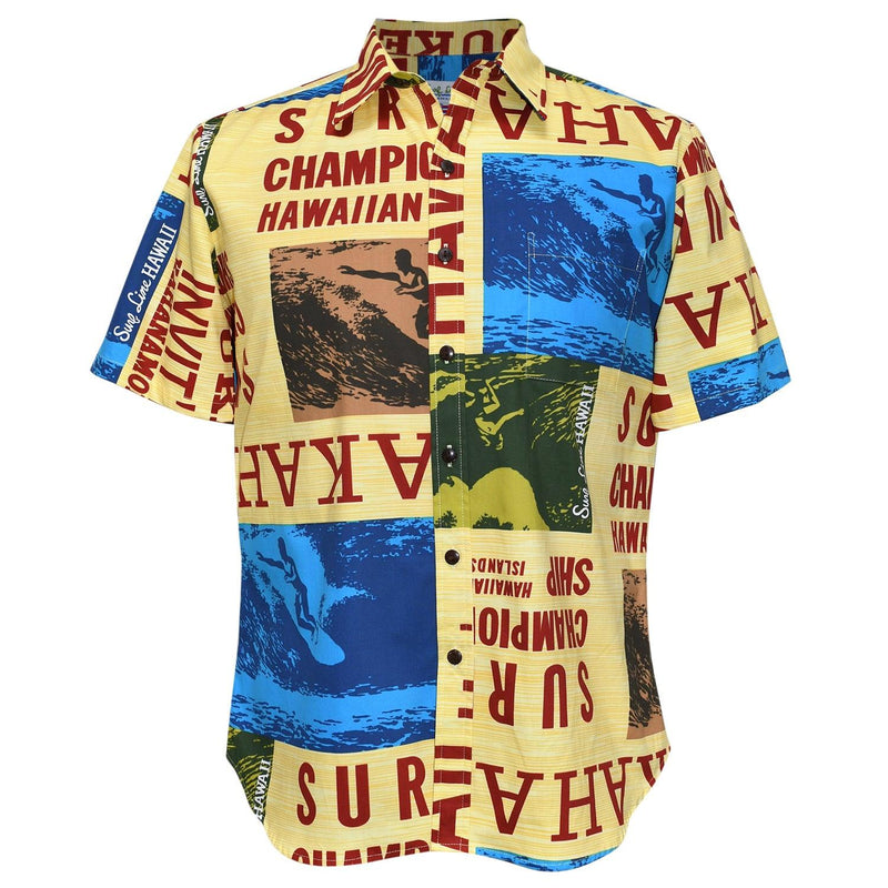 Men's Slim Fit Cotton Shirt - Surf Contest Yellow - jamsworld.com