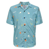 Camisa isleña de algodón para hombre - Flower Daze Blue - jamsworld.com