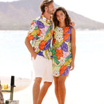 Camisa de corte moderno de algodón Hawaii Surf Line para hombre - Tiki Leaf Purple - jamsworld.com