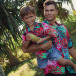 Camisa de rayón para niños: XS(4/5 - L(12/14) - Fire Sky