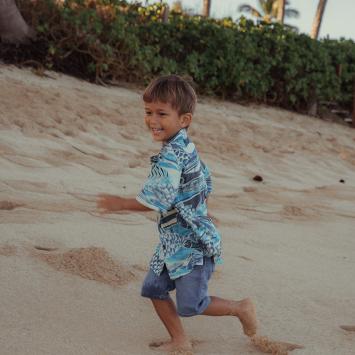 Boys Rayon Shirt: XS(4/5 - L(12/14) - Rainbow Runner Denim