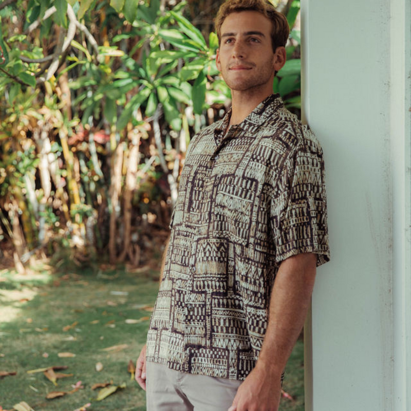 Chemise Rétro Homme Kahili Marron