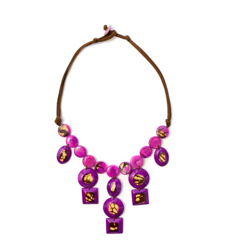 Collar Renatta de Nuez de Tagua - Púrpura