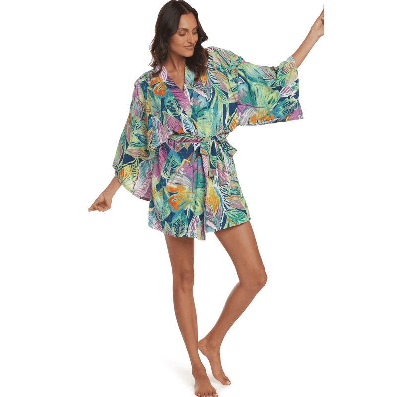 Short Kimono Robe - 'Akala (Pink) Capri - jamsworld.com