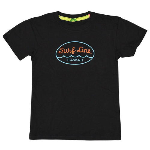 Kids Surf Line Hawaii Oval Logo Tee - Black - jamsworld.com