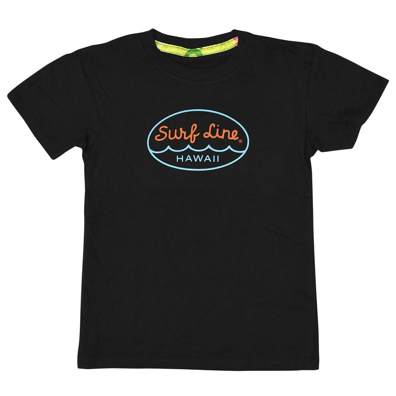 T-shirt à logo ovale Hawaii Surf Line pour enfants - Noir - jamsworld.com