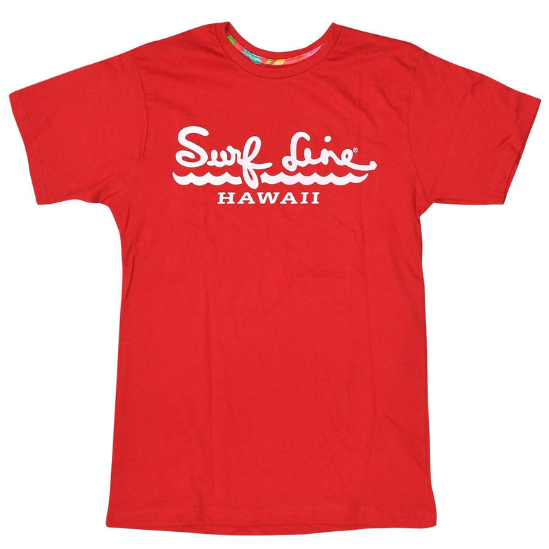 成人冲浪线 Hawaii Script T 恤 - 红色 - jamsworld.com