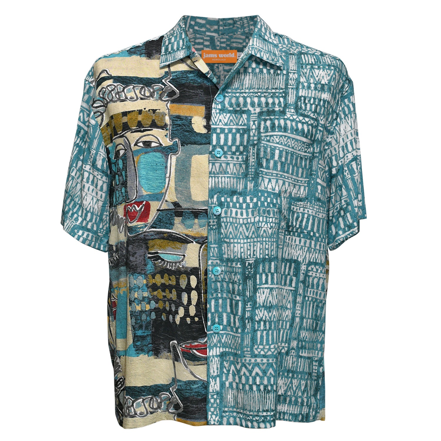 Camisa con estampado mixto para hombre - Kahili Teal