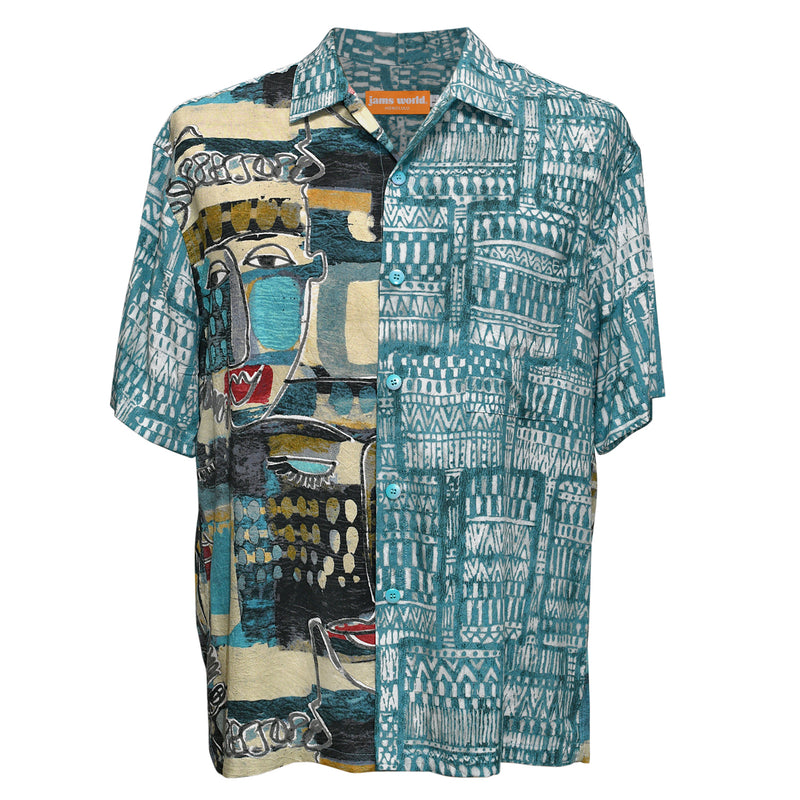Chemise homme mélange d'imprimés - Kahili sarcelle