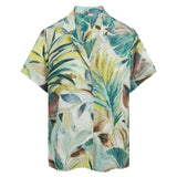  tropical leaf patterned shirt on a white background